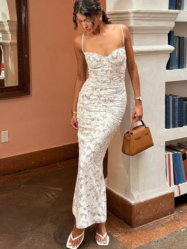 Sexy Lace Bal Slim Fit ter Dr Street Sle High Waist Polyester Fiber Svel VU Ne Long Skirt Single Piece