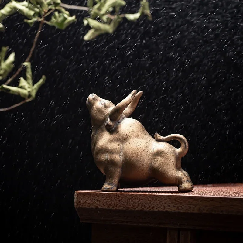 السيراميك فنغشوي الجاموس الحلي الصغيرة لجذب الثروة النمط الصيني ديكور المنزل سطح المكتب هدايا زودياك الثور #2