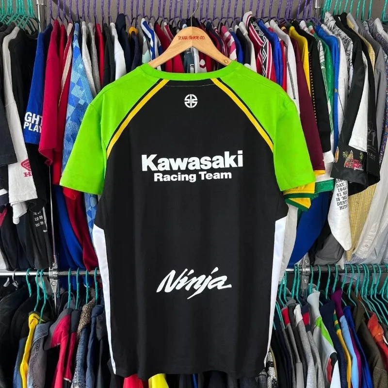 

New 3D Printed Kawasaki Motorcycle Racing Men's T-shirt, Quick-drying Clothing, Loose and Comfortable Fashionable Sportswear