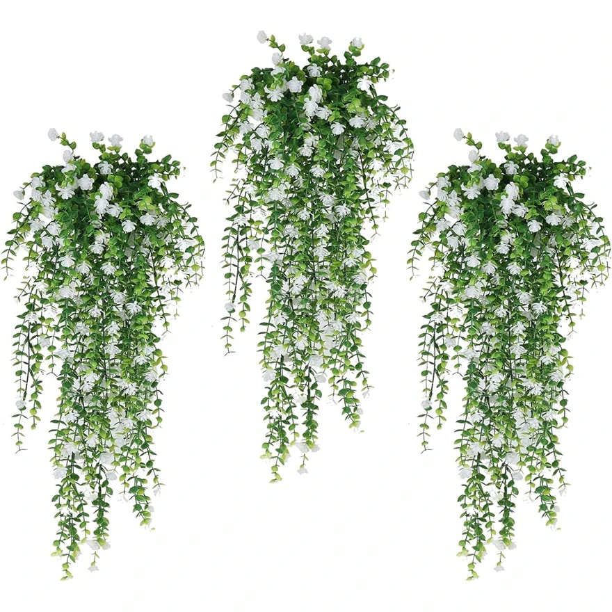 

5PCS Artificial Plants Plastic Eucalyptus Camellia Wedding Christmas Halloween Garden Home Room Outdoor Wall Hanging Gifts Decor