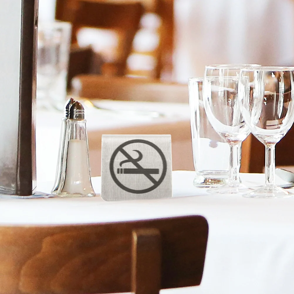 

Double Sided Stainless Steel No Smoking Sign Desktop Table Tent for Restaurant Office Hotel Hospital Home Desktop Warning Sign