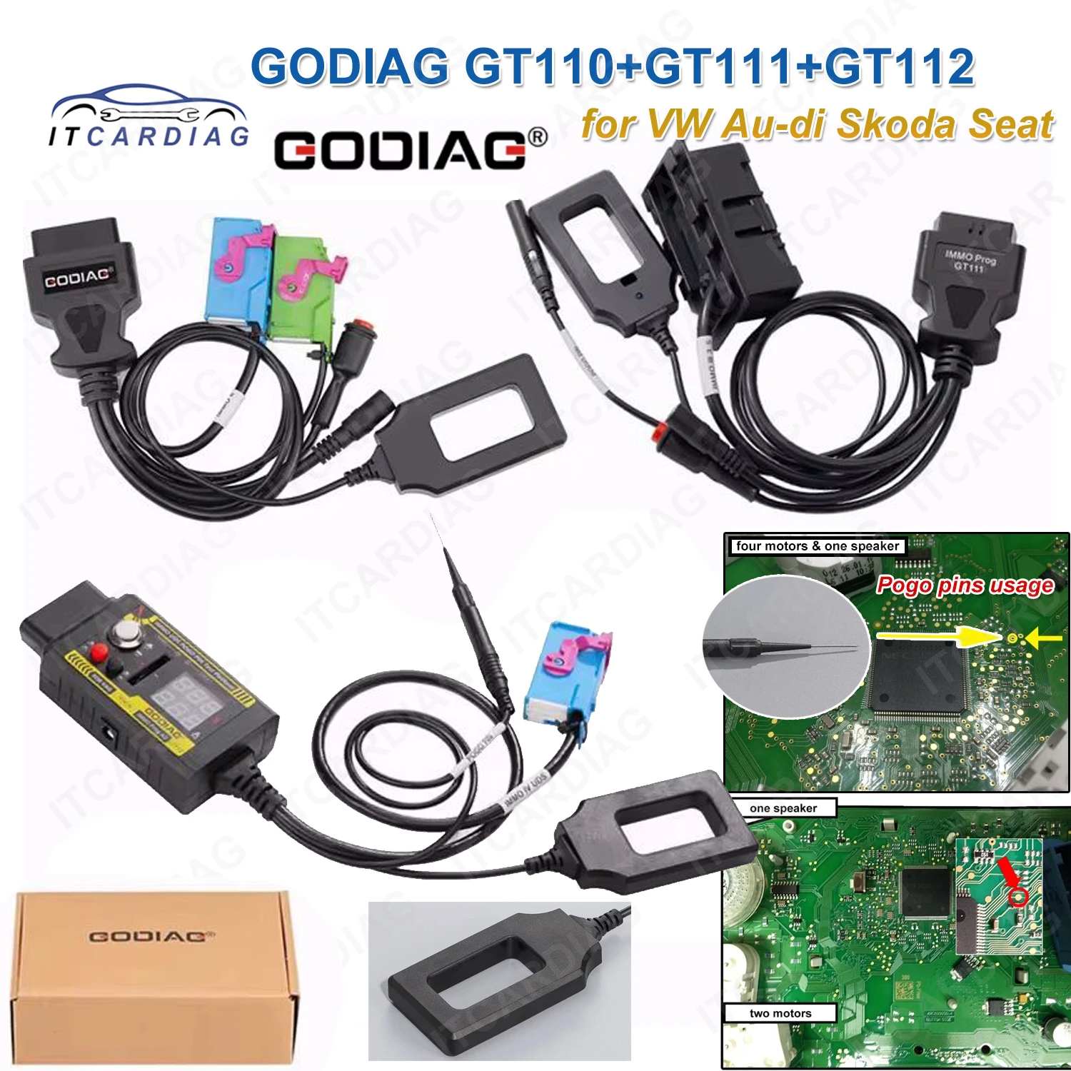 

GODIAG GT110 + GT111 + GT112 ДЛЯ VW Skoda Seat CAN-Bus UDS 4-го поколения IMMO System Test Platform Кабель с POGO PIN