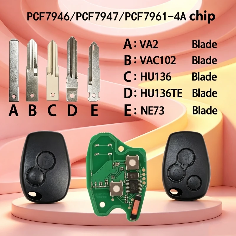 2BTN Remote Key for Renault Duster Modus Clio 3 Twingo DACIA Logan Sandero Kangoo 433MHz with PCF7946/PCF7947/pcf7952E Chip