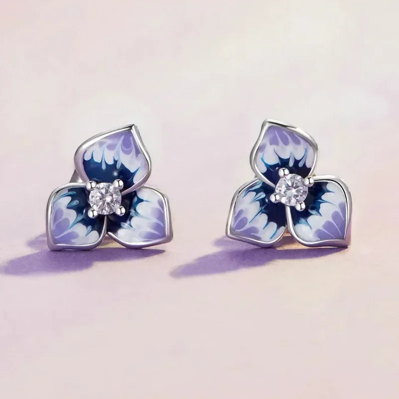 2026 New Morning Glory Dripping Oil Countryside Style Jewelry Fashion and Personality Micro Inlaid Zircon Jewelry Accessories