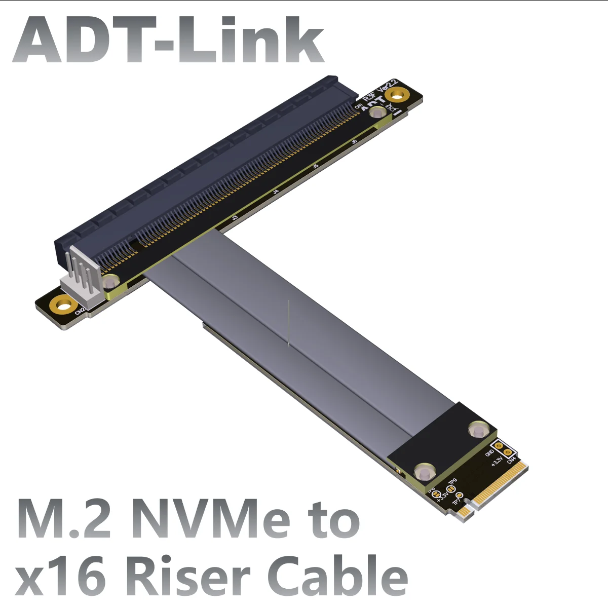 ADT-Link M.2 NVME to PCIe 3.0 x16 Riser Cable M.2 NGFF NVMe STX Motherboard Graphics Card Extension Gen3.0 M.2 to X16 Adapter