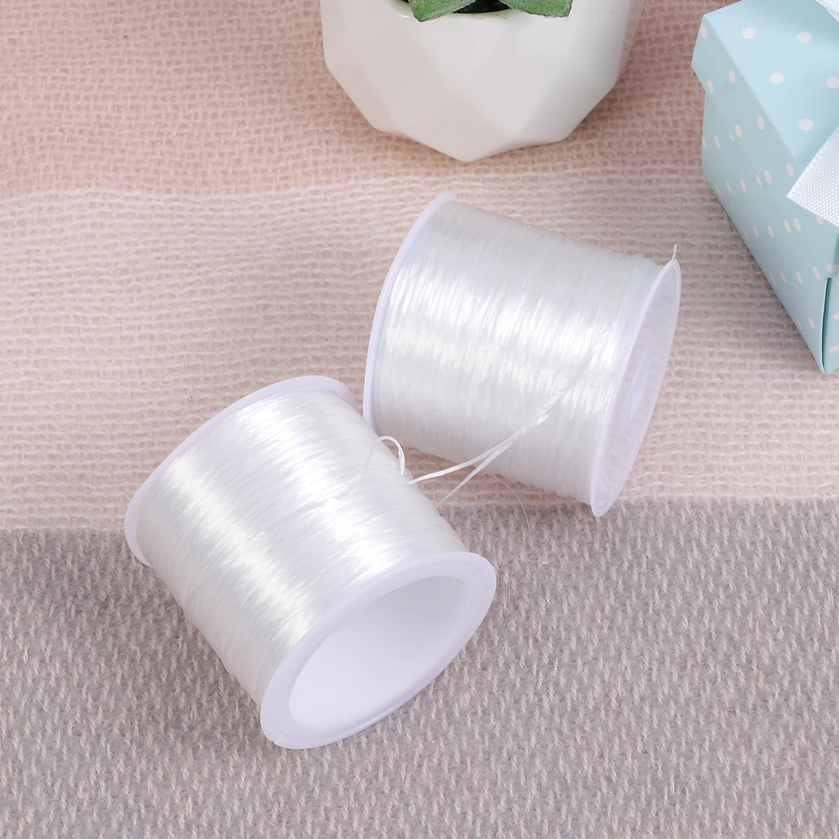 2 Rolls 60M Per Roll Elastic String Tpu Crystal Beading Thread for Jewelry Making Bracelets Necklaces Craft Projects Elastic