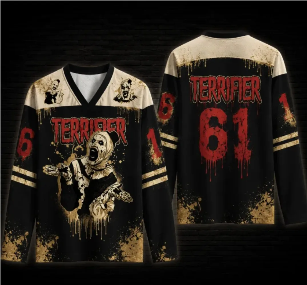 Spring and Autumn New Style Horror Clown 3D Printed Men's V-Neck Long Sleeve T-Shirt, Street Trend Loose Sports Retro Casual Top
