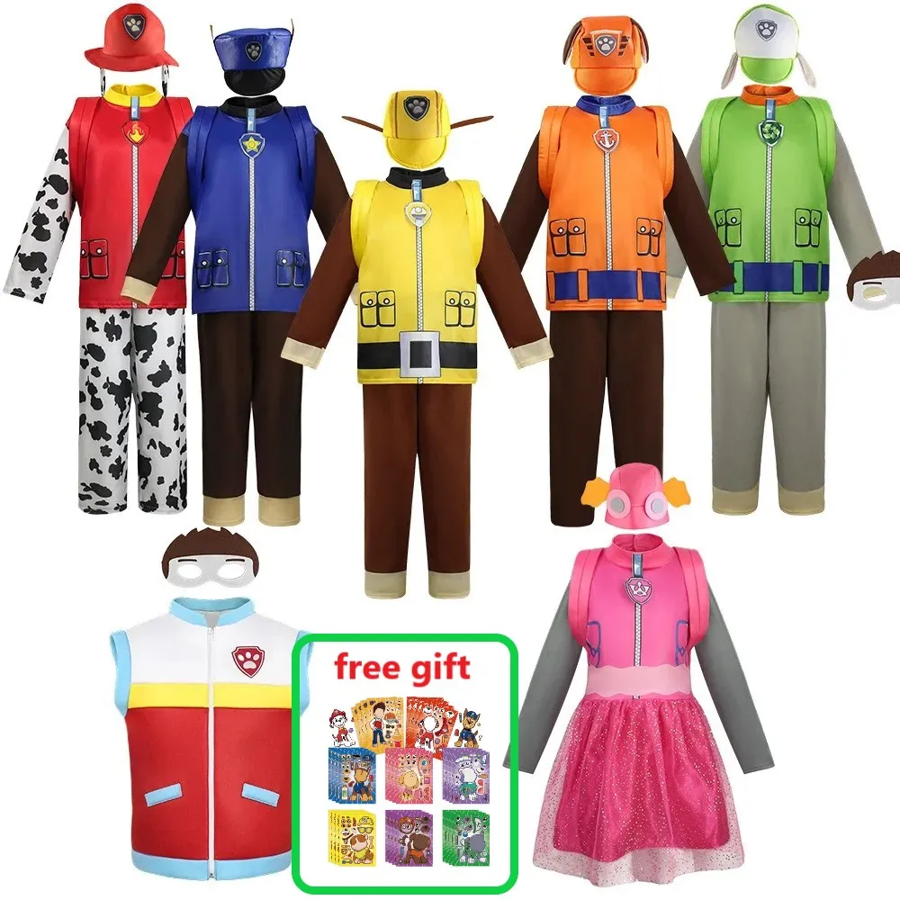 Patrol Ryder Cosplay Costume Infantil, Capitão Halloween, Desenhos animados, Papel de festa, Presente de Natal, Dia das Bruxas, Menino, Menina