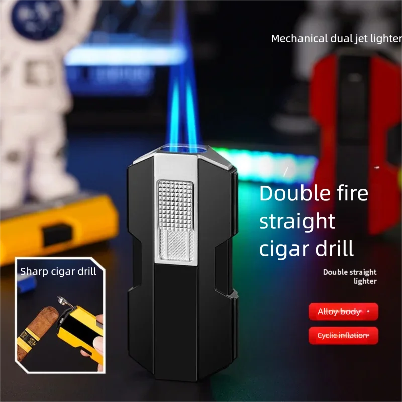 Dual Direct Charging Multi functional Cigar Diamond Knife Portable Gift Cool Mech Shaped Butane Lighter