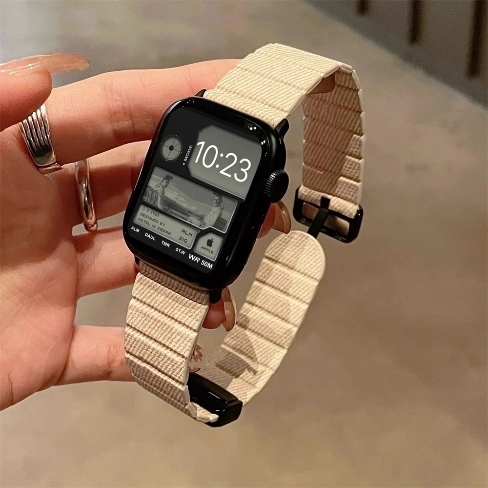 INS DENIM สายอ่อนลำลองสำหรับนาฬิกา Apple, 9 8 7 6 5 4 3 2 Se หัวเข็มขัดแม่เหล็กฤดูหนาวพิเศษสำหรับ iWatch 41mm 49 45 44 42 40 38mm