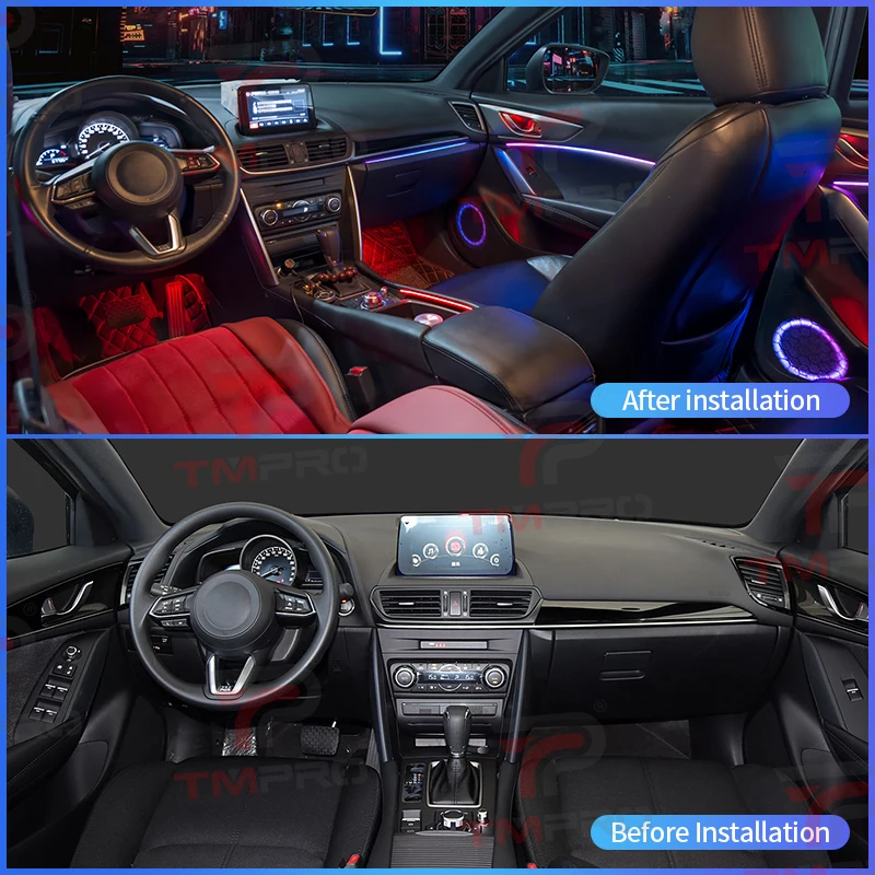 TMPRO 64-Color LED Safety Assistance System Ambient Light Suitable for 2016-2021 Mazda CX4 CX-4 Car Interior Decoration