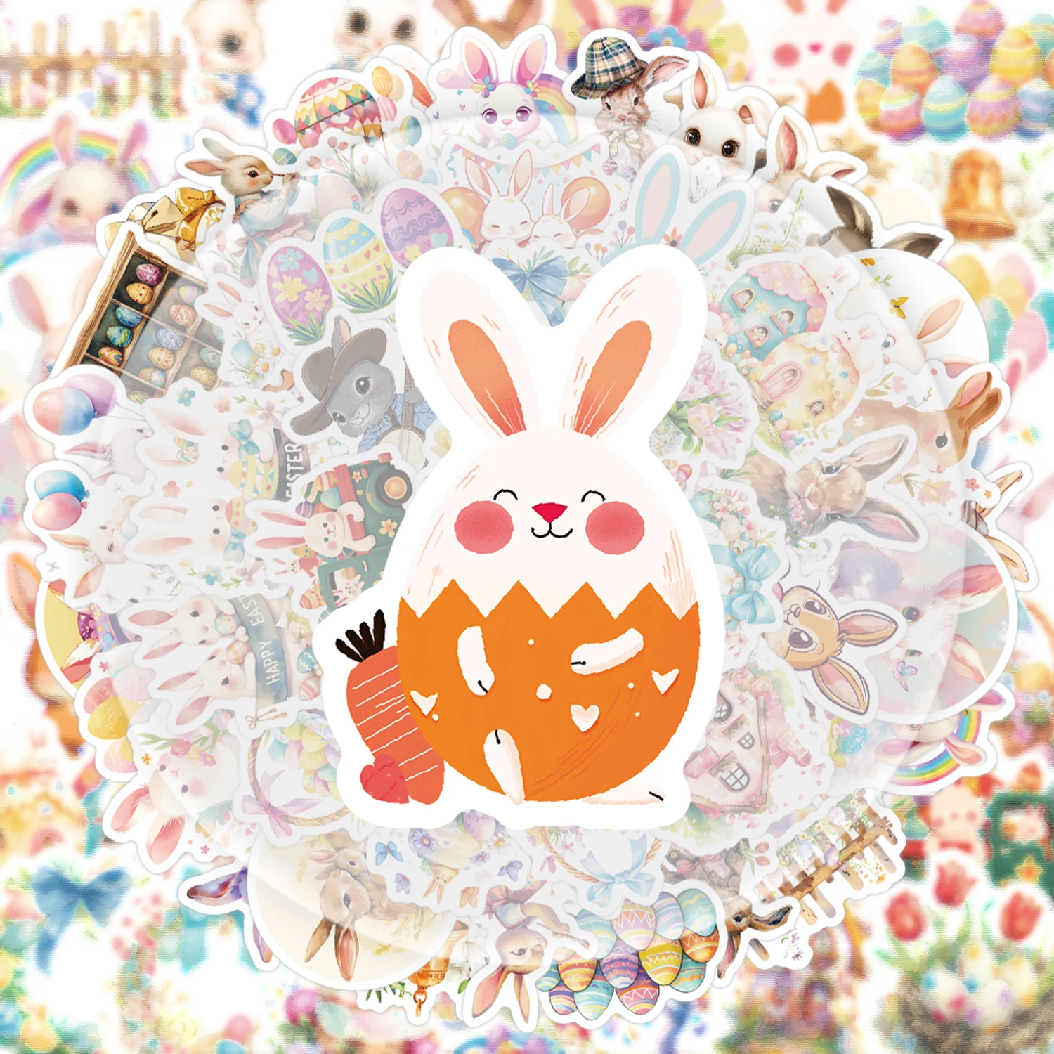 50 Beautiful Easter-Themed Graffiti Stickers, Vibrant Stickers and Decals, Suitable for Water Bottles, Laptops, Cell Phones, Suitcases, Skateboards, Guitars, Party Decorations