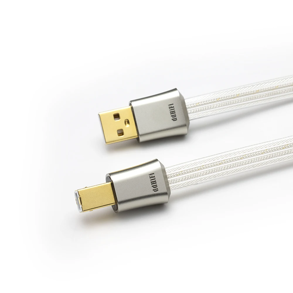 DD ddHiFi TC19BA (Cometa) Flagship Pure Silver USB-B para USB-A OTG Cabo de sinal digital, design paralelo de quatro fios, 95 cm