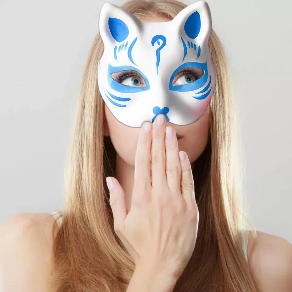 Hand Painted Masque White Fox Masque Diy Painting Fox Masque for Carnival Party Ball Masquerade Halloween Costume Shape Face