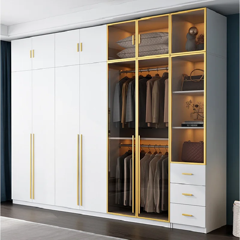 

Glass Sliding Door Household Bedroom, Modern Minimalist Cloakroom, Three Four Five Six Eight Door Large Wardrobe