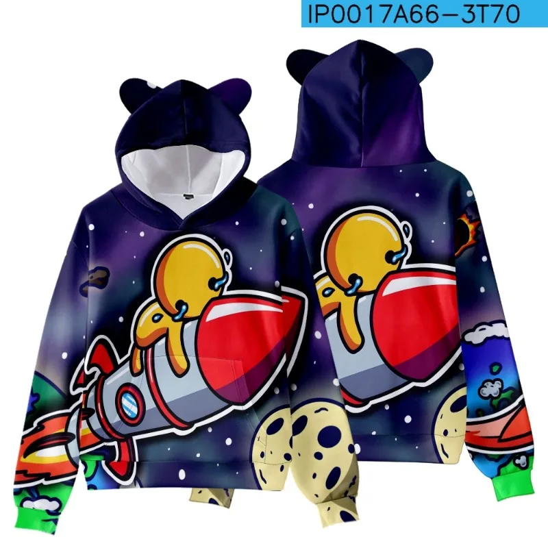 Nieuw spel Wobbly Life Series Sweatshirt Cartoon Print Heren en Dames Lichtgewicht en warme vrije tijd Cat-ear hoodie