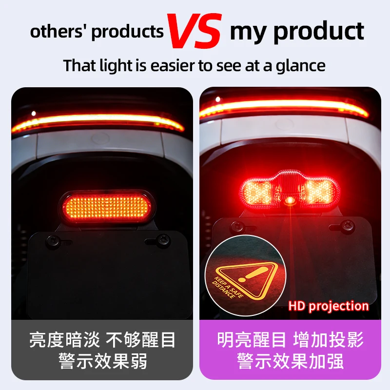 LED Rear Tail Light Brake Taillight Stop Lamp 12V Motorcycle Warning Projection Universal For Motorbike
