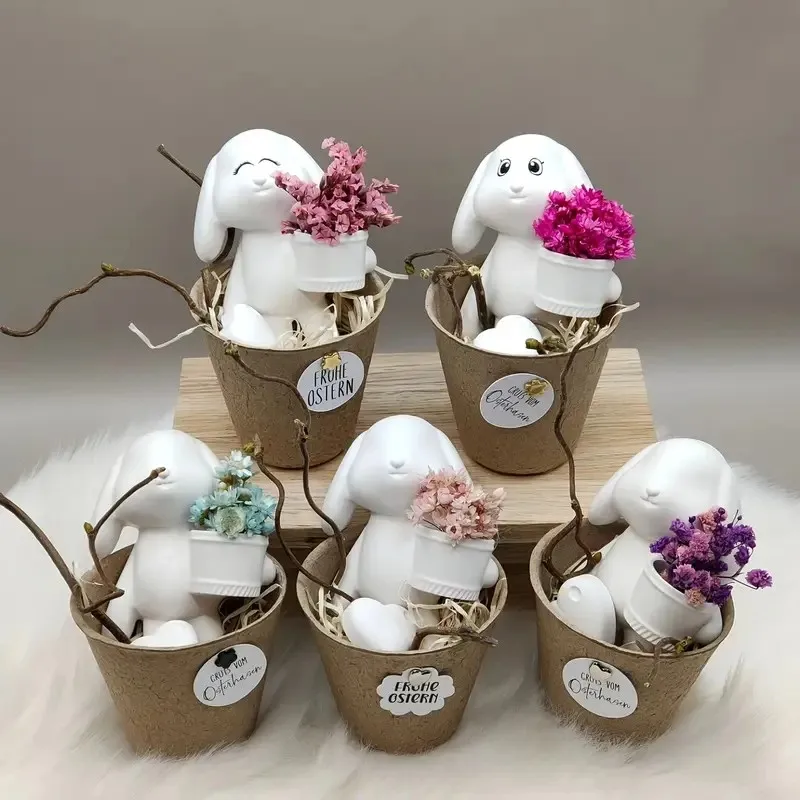 Molde de silicona de conejito de Pascua para manualidades DIY, molde de fundición de resina en forma de conejo 3D, fácil de quitar y limpiar, decoración del hogar