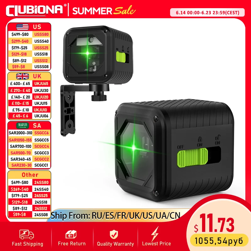 CLUBIONA European warehouse clearance 2 Lines Laser Level Self Leveling With Level accessories