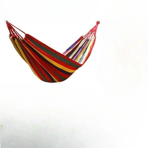 Outdoor anti rollover canvas curved wooden stick duckbill dormitory swing hammock double thick