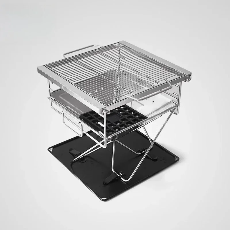 

New Fire Table Thickened Barbecue Stainless Steel Folding Barbecue Grill Firewood Charcoal Grill