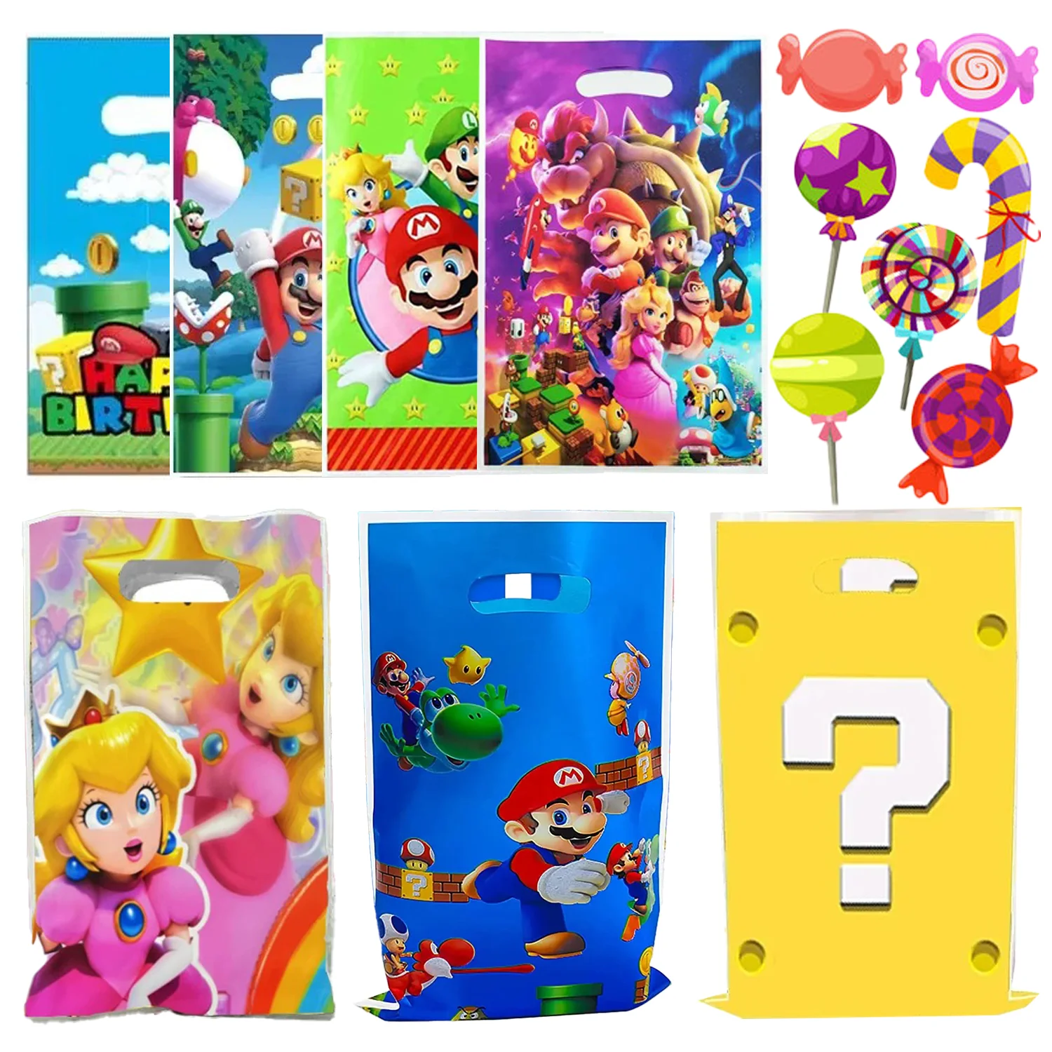 Super Bros Gift Bag Birthday Party Decor Marios Plastic Candy Box Peach Princess Baby Shower  Children's Party Supplies Toy Gift