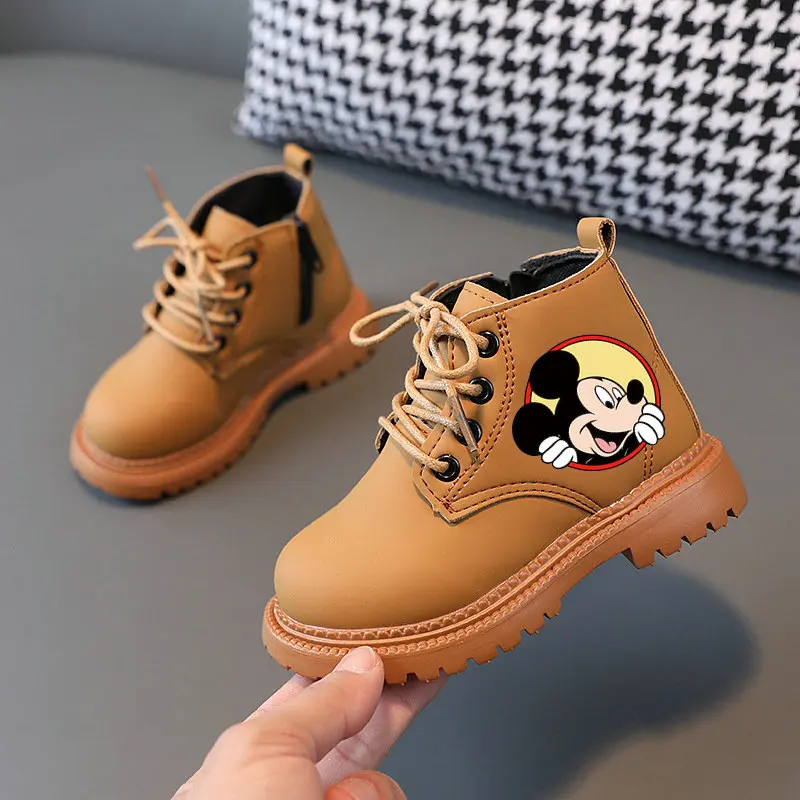 Mickey buty dziecięce Cartoon Mickey Mouse botki wiosna jesień obuwie chłopcy dziewczęta maluch antypoślizgowe buty rozmiar 21-30