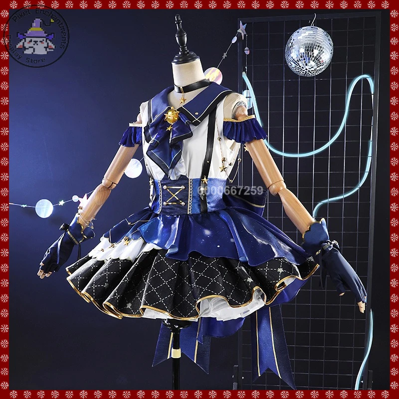 Disfraz de Cosplay de LoveLive Μ's Muse para Mujer, Anime, Cielo Nocturno, Gato, Juego de Rol, Lindo Vestido Azul Lolita para Adultos, Atuendo para ComicCon