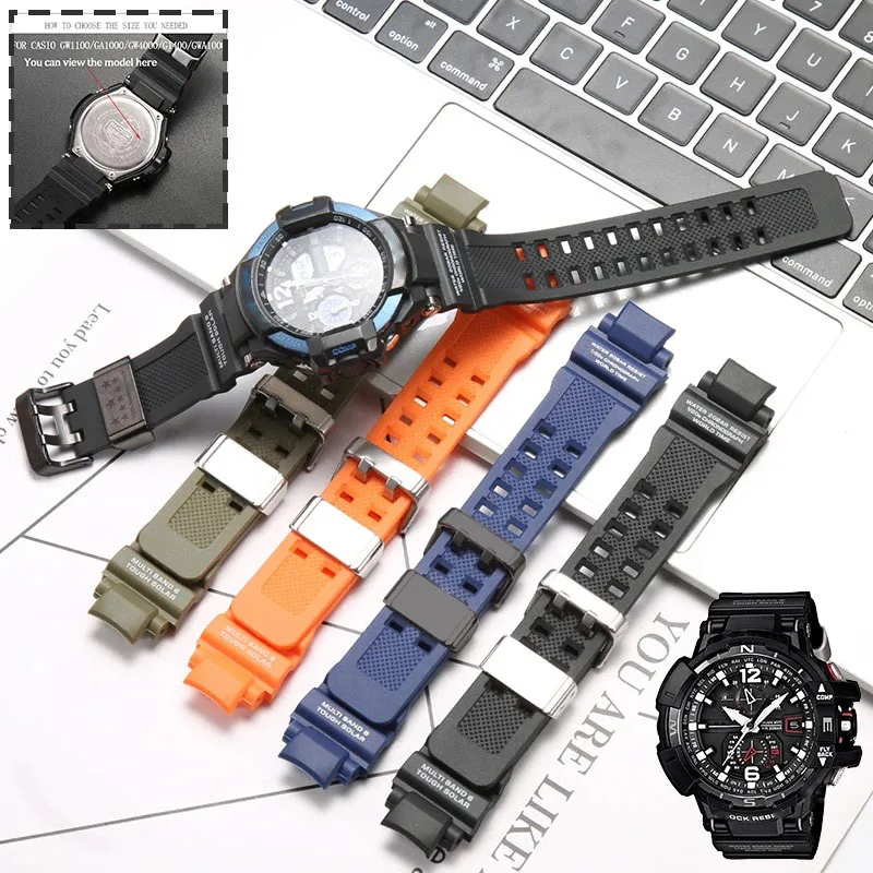 Correa de silicona para reloj Casio G-SHOCK GA1000 GA1100, G-1400, GW-A1100, correa de GW-A1000, resistente al agua, accesorios para reloj