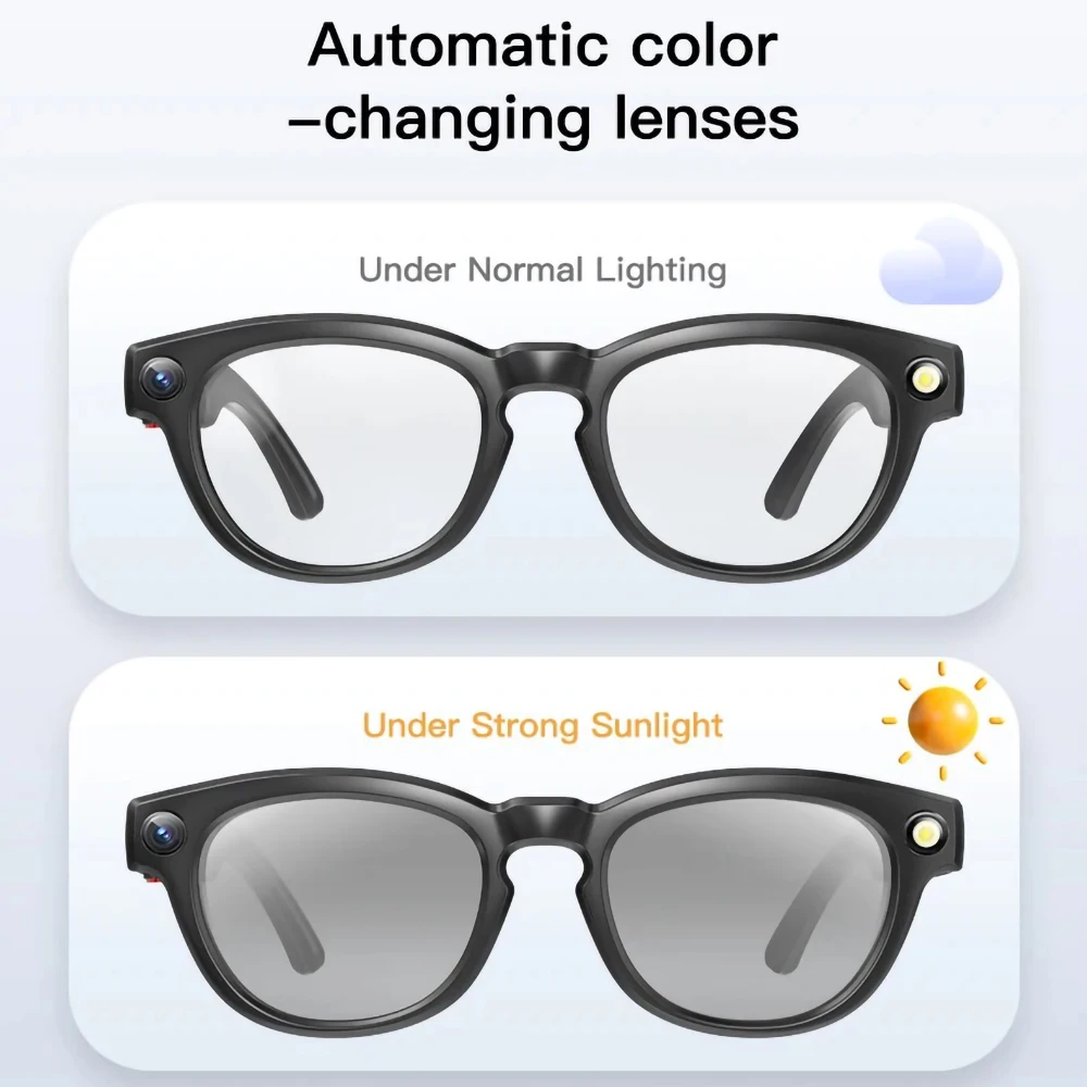 Q8 AI Smart Glasses Real-Time Translation HD Image Stabilization Music Sunglasses For Office Business Travel Sports Camera