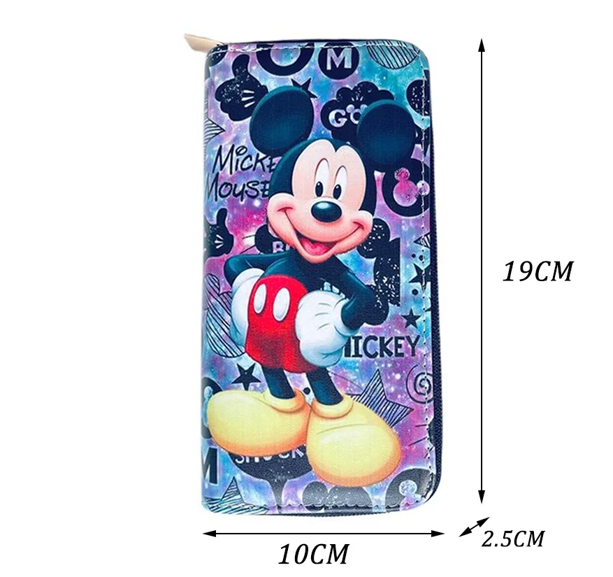 Disney Woman Long Wallet Cartoon Mickey Mouse Minnie Coin Bag Cute Anime PU Leather Girl Card Package Children Holder Clutch