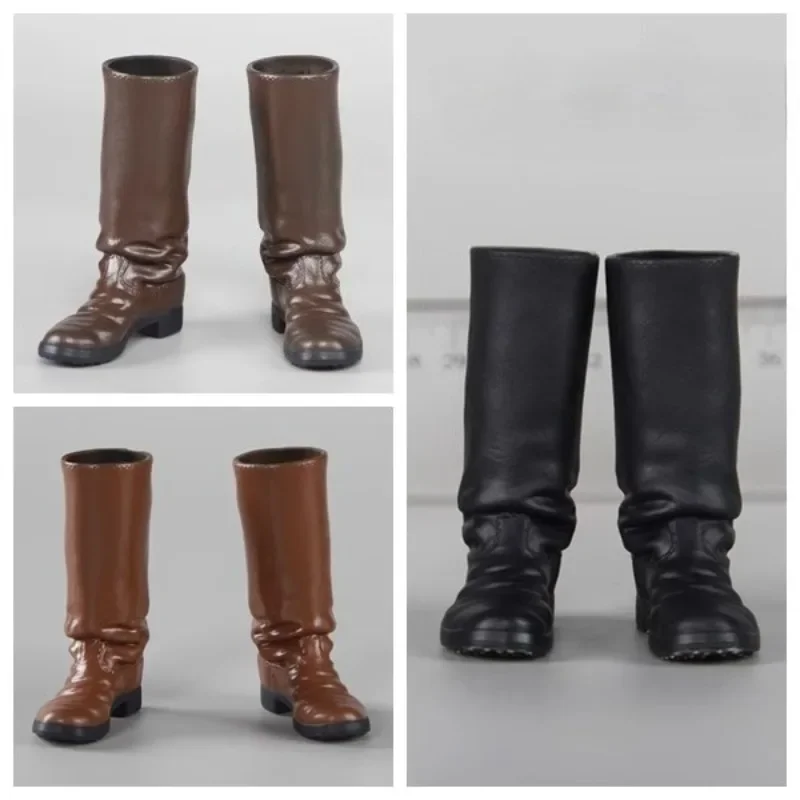 Botas altas militares masculinas a escala 1/6, figuras de acción de goma, zapatos huecos, modelo para accesorio de cuerpo de soldado de 12"