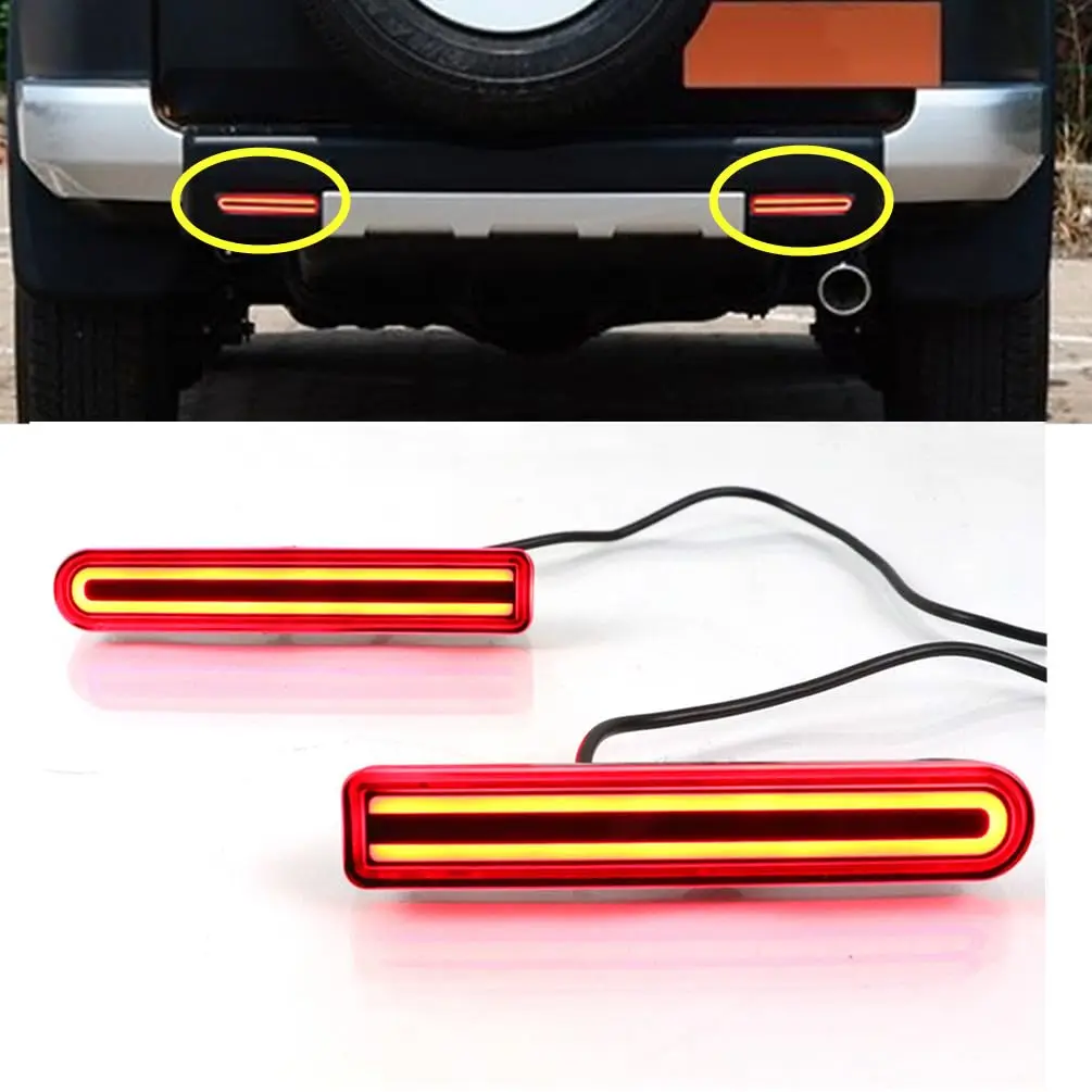 

2 pcs Red Lens LED Rear Fog Lamp For Toyota FJ Cruiser 2007-2022 LED Driving Light Brake Light Sequential Turn Signal light