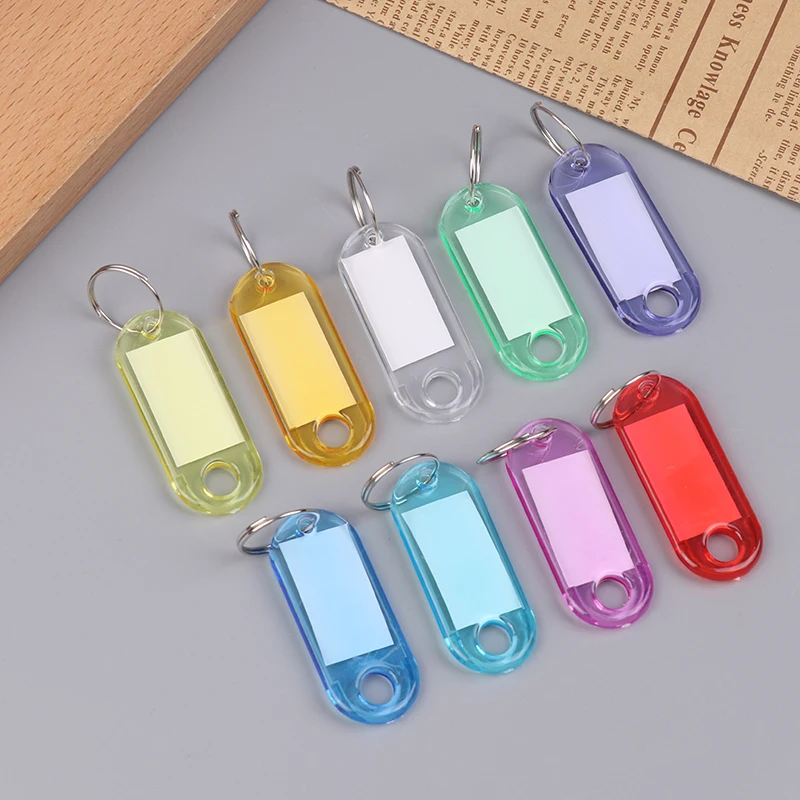 10Pcs Plastic Clear Classification Plate Key Tags Label Numbered Name Baggage Tag ID Label With Split Ring