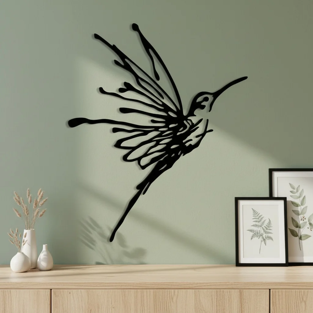 1pc Metal Hummingbird Wall Decor - Detachable Realistic Bird for /Outdoor,, - Elegant -Themed Decoration Suitable for Botanical