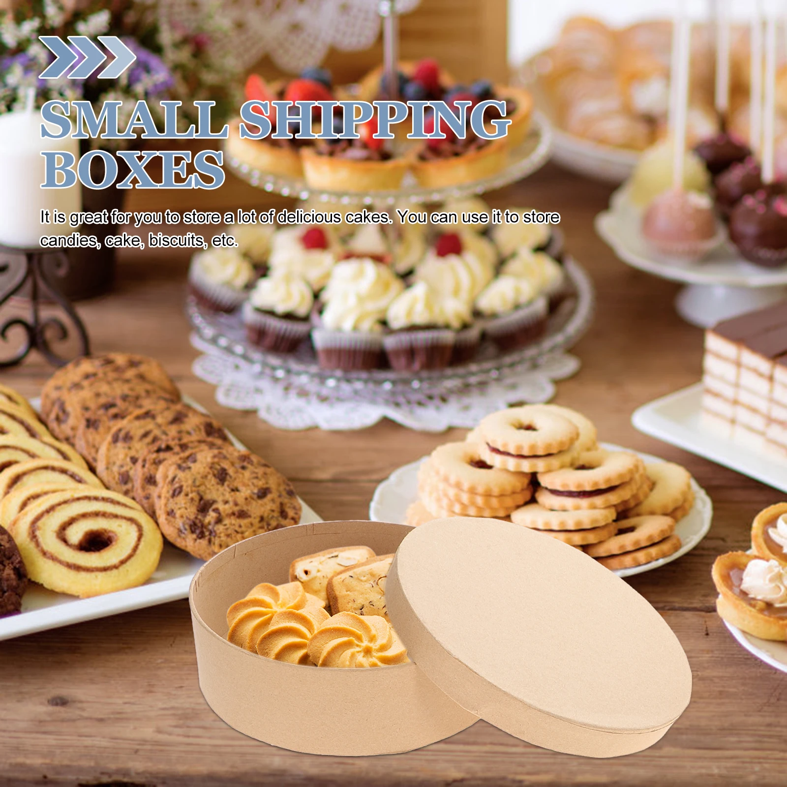 

5Pcs Round Candy Containers Lightweight Biscuit Storage for Party Favor and Bakery Use 6x4x2 Shipping Boxes Small Shipping Boxes