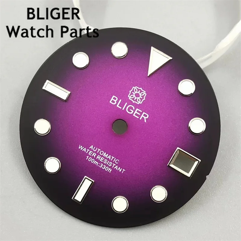 BLIGER 29mm Gradient  Dial Fit NH35 NH36 Movement Automatic C3 Green Luminous Watch Face Modified Watch Accessories