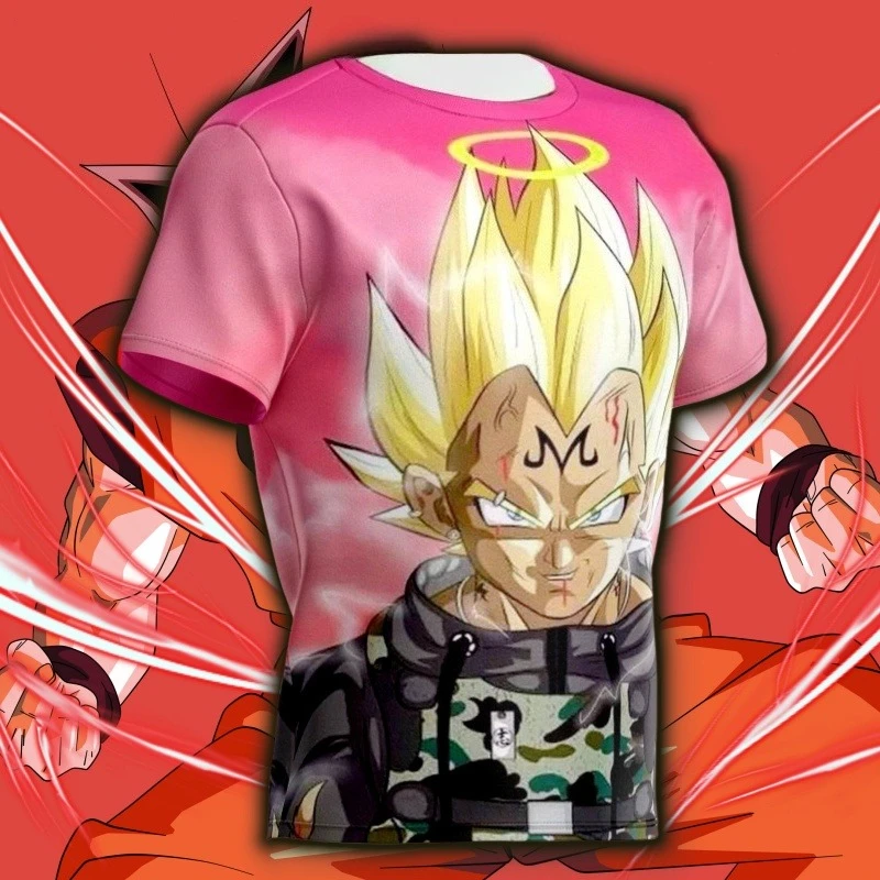 

Футболки Dragon Ball Majin Vegeta Армейские футболки DBZ Трикотажные изделия Летние аниме Футболки с короткими рукавами с 3D принтом Мужские футболки