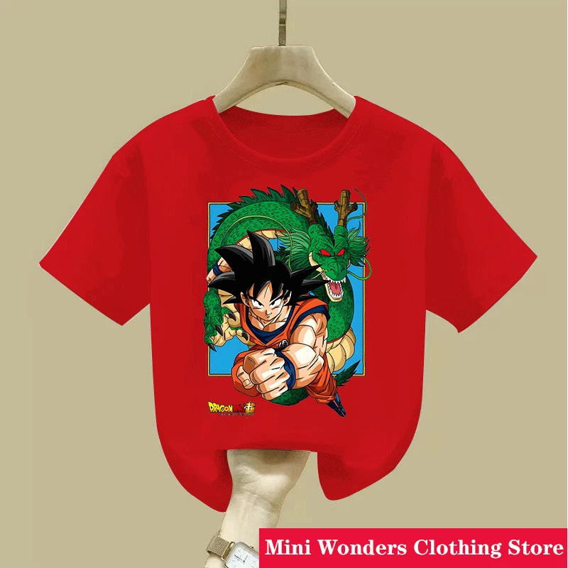 Dragon Ball Z Goku Kinder-T-Shirt, kurzärmliges T-Shirt mit Anime-Aufdruck, perfekt für Anime-Fans. Sommerliches, lässiges Baumwoll-T-Shirt – Detail 8