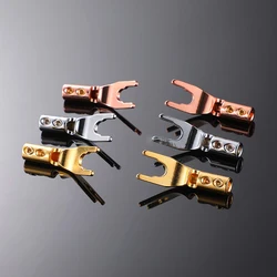 1 PCS Pure Copper Gold-plated Rhodium-plated Y-terminal Speaker Cable Connection Solder-free Screw Fixing U-shaped Banana Plug
