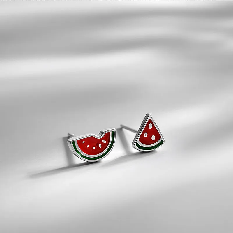 925 Silver Plated Watermelon Stud Earrings For Women Girls Birthday Jewelry Gift e318