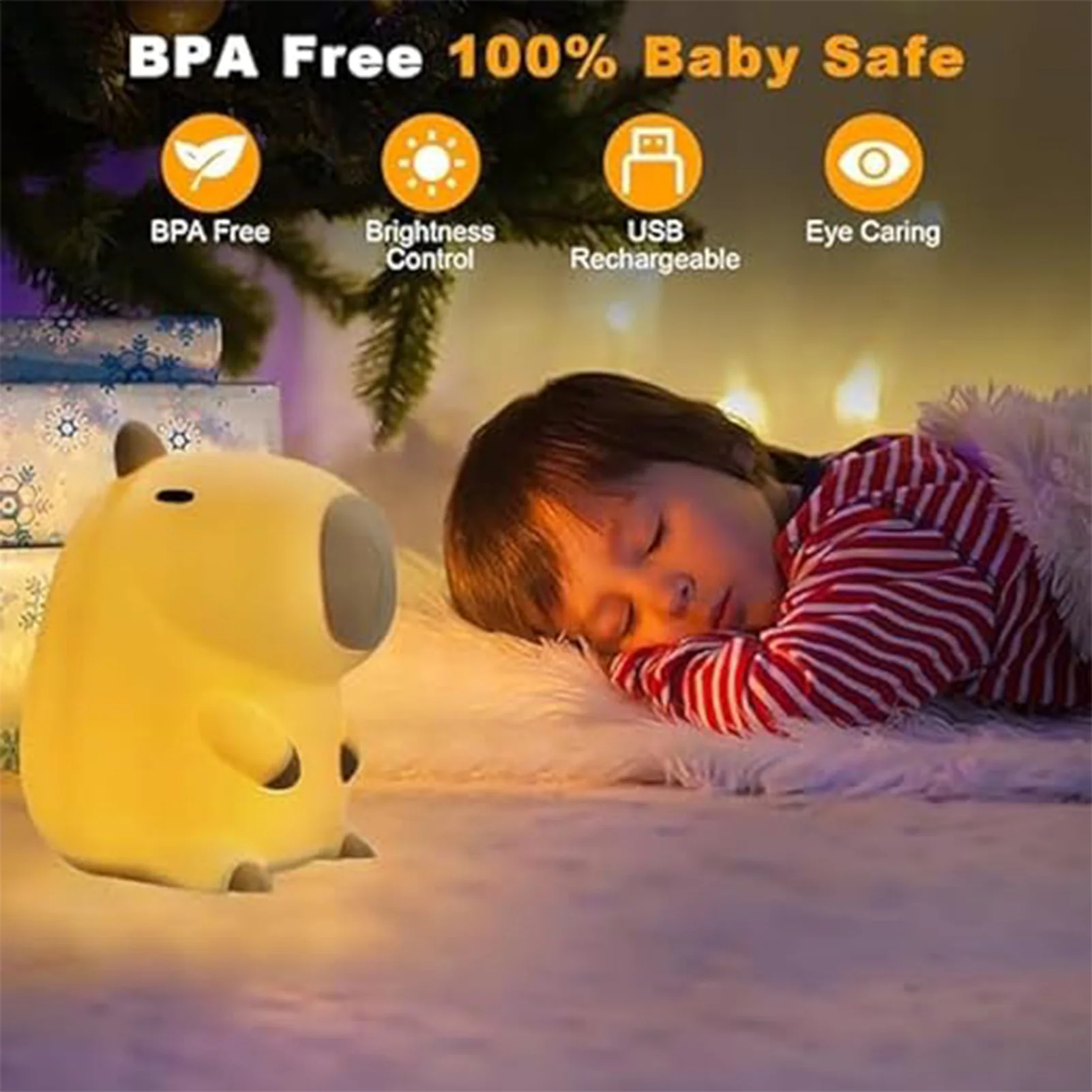 Cute Capybara Silicone Light New Usb Rechargeable Touch Bedside Sleep Light Dimming Sleep Night Light For Kid's Room Decoration