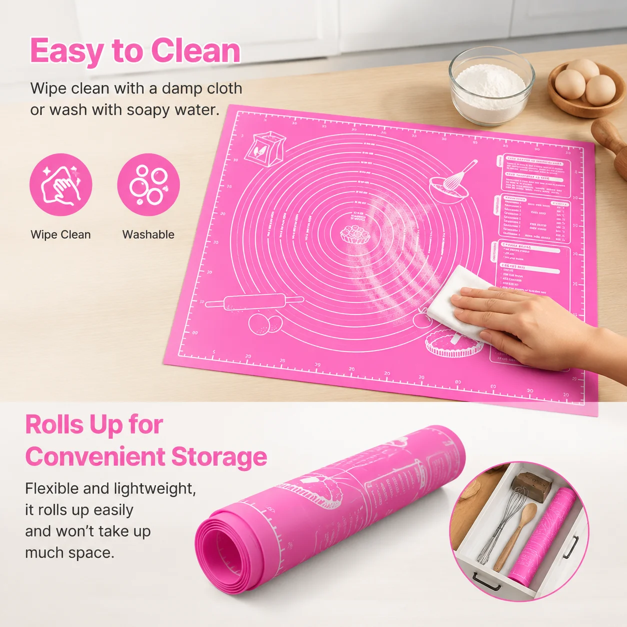 Sheet Non-Stick Kneading Dough Mat For Kitchen Rolling Dough Pizza Essential for Holiday Baking/Home Kitchen Durable & Practical