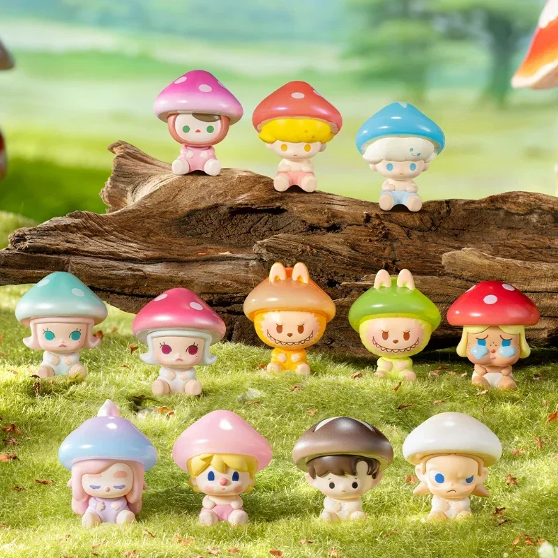 Neue Pop Bean Pilz Elf Serie Mini Puppen Kawaii Anime Figur Desktop Ornamente Molly Dimoo Labubu Überraschung Geburtstag Geschenke