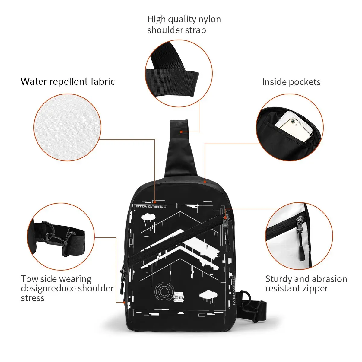 Casual Infinite Techwear Sling Crossbody Backpack Japanese Future Tech Street Wear Style Shoulder Chest Bag for Camping Biking