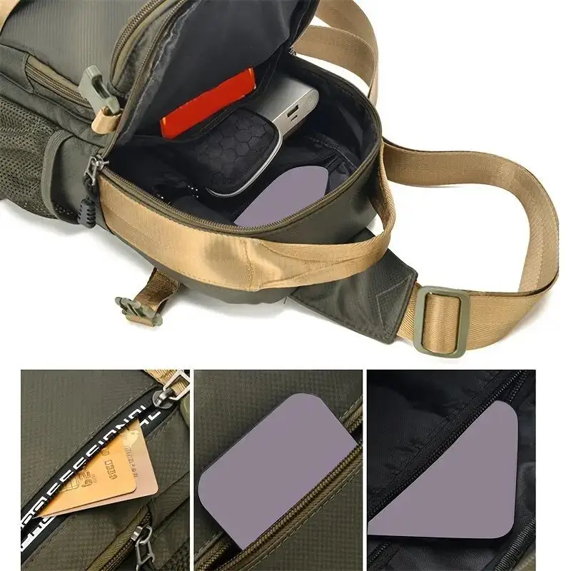 Wasserdichte Mehrtaschen-Umhängetasche für Herren Diebstahlsichere Brusttasche mit Port Casual Sportliche Crossbody-Tasche für Wandern Reisen Outdoor – Detail 3