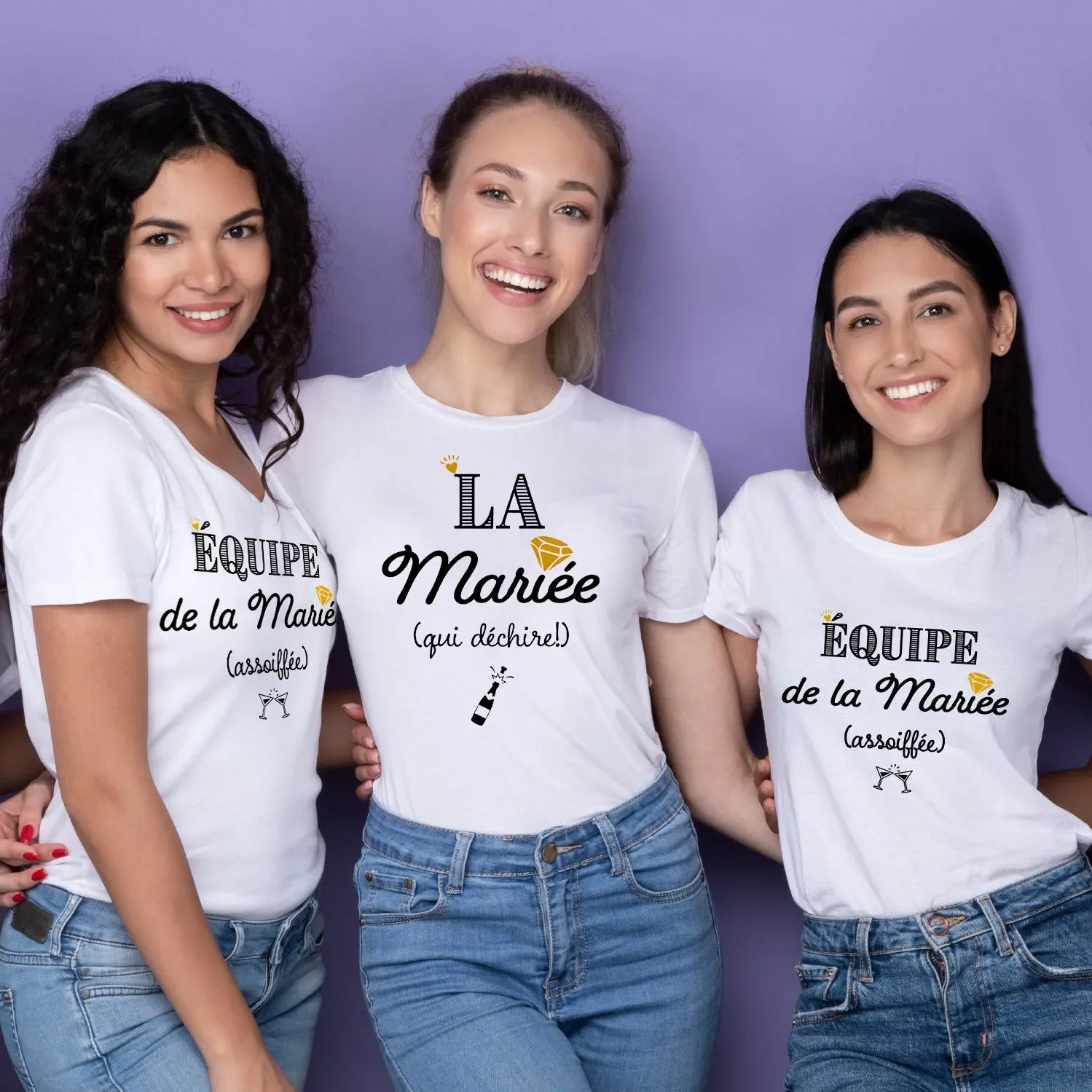 

French Printed T-shirt EVJF Team of The Bride T Shirt Bachelorette Party Outfit Tops Team Bride Bridesmaid Short Sleeve Clothes