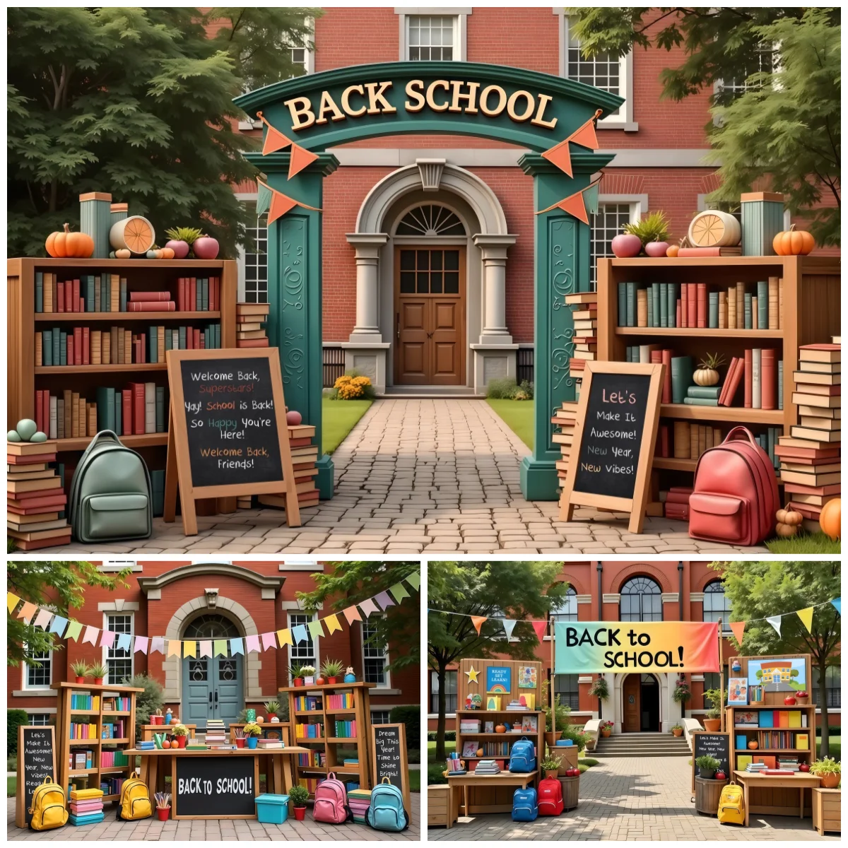 Back To School Photography Backdrops Book Backpack Chalkboard Back To School Party Classroom Celebration Decoration Backgrounds