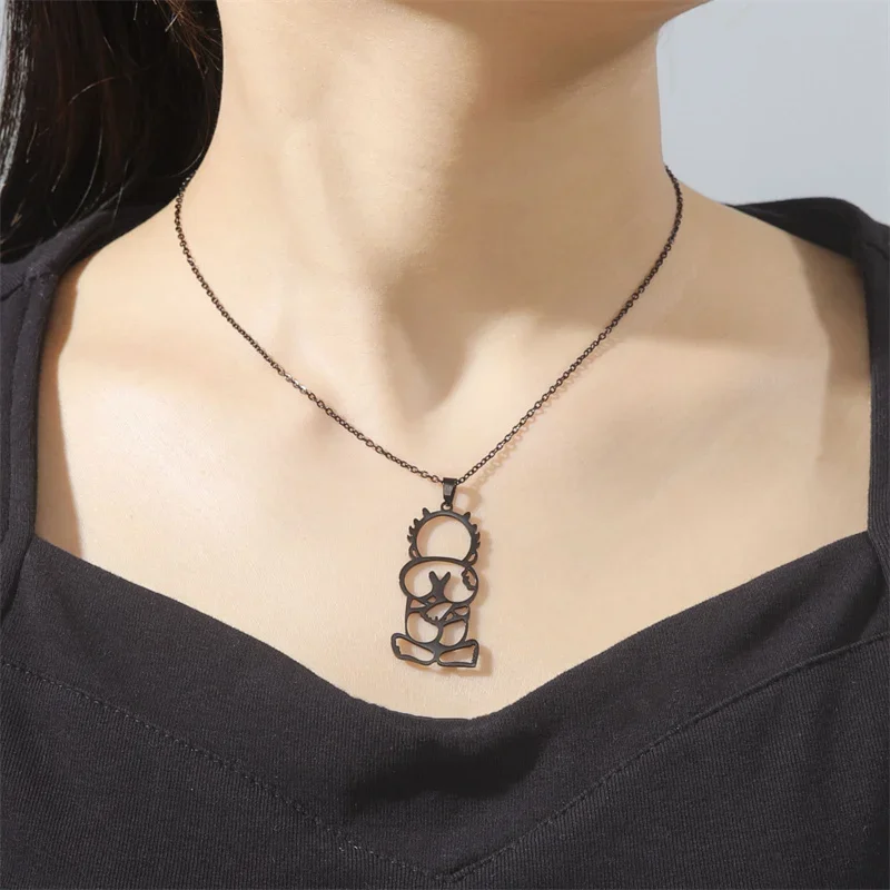 Handala Pendant Necklace For Woman Man Chain Choker Palestine Spiky-haired Boy Necklace Collar Stainless Steel Jewelry Wholesale