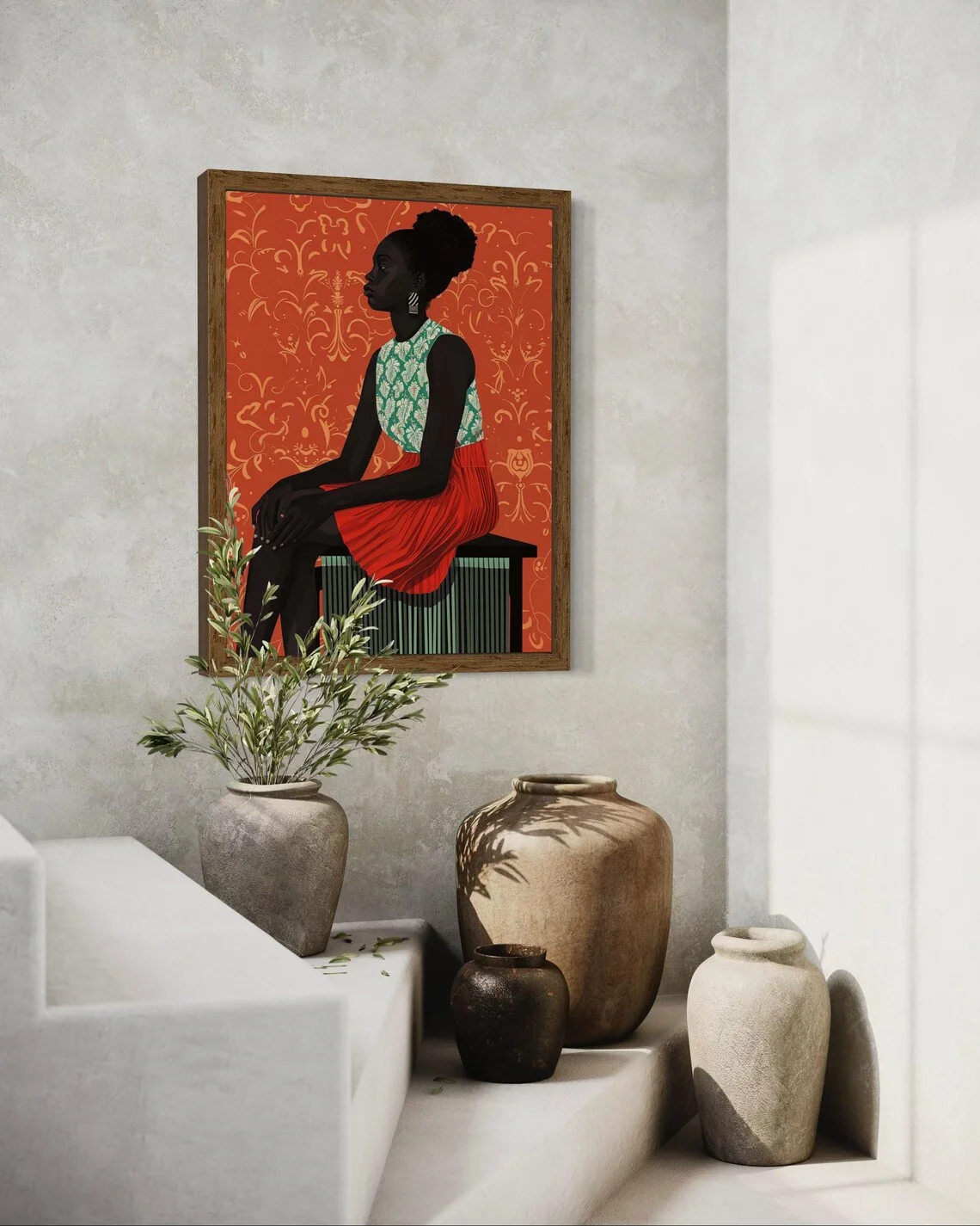 Black Woman Art, Abstract Black Art, Black Girl Wall Art, Woman Wall Art, Afrocentric Decor, African American Art, Black A view 3